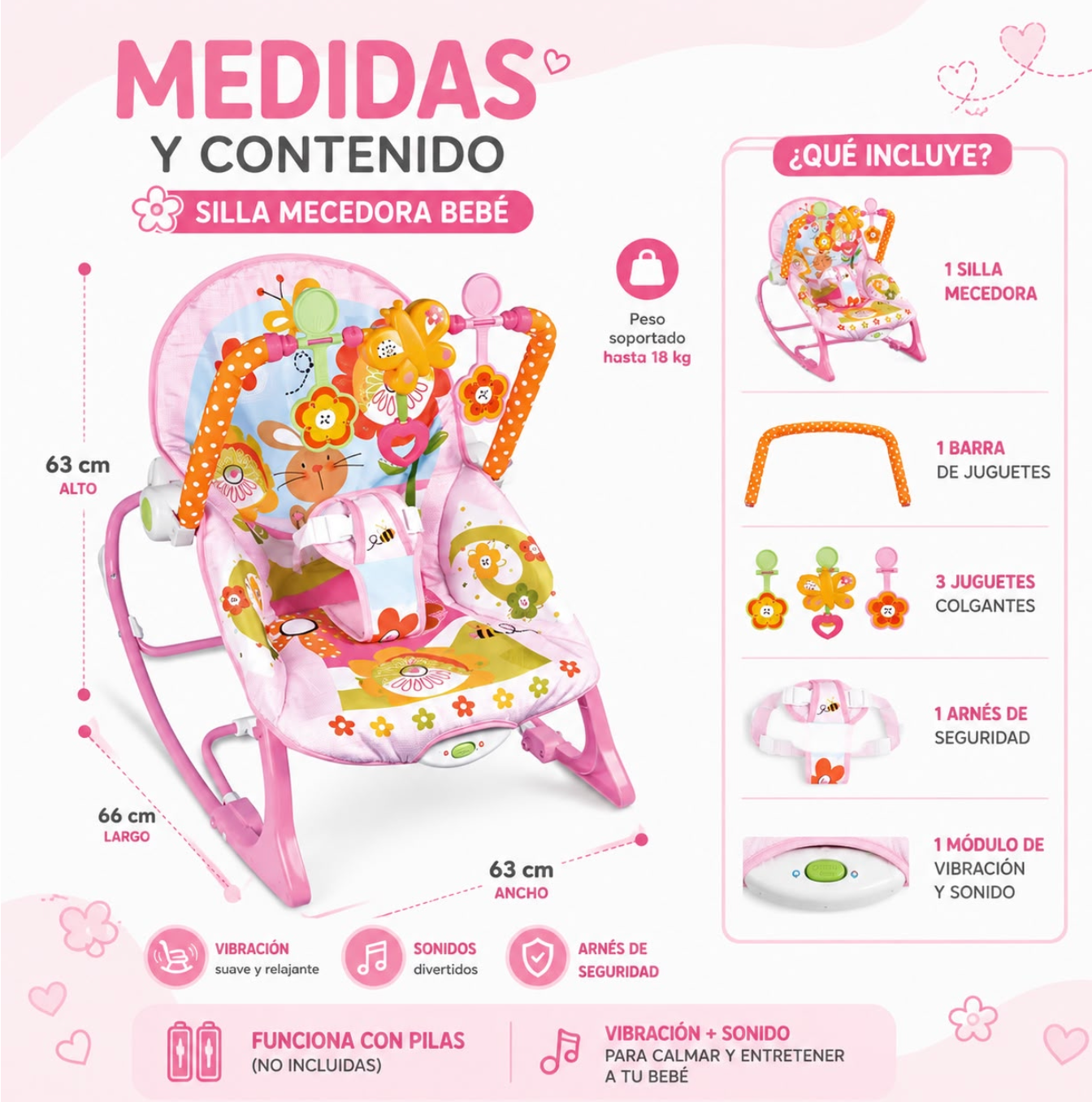 Silla Mecedora para Bebé con Vibración y Sonido ⭐