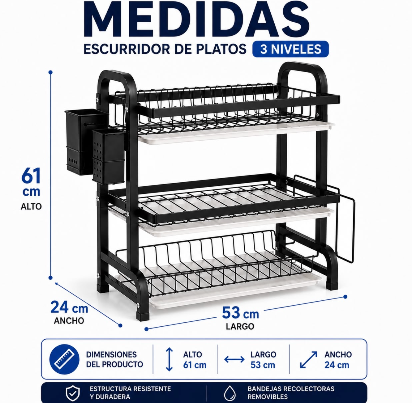 Escurridor de Loza Premium de 3 Niveles