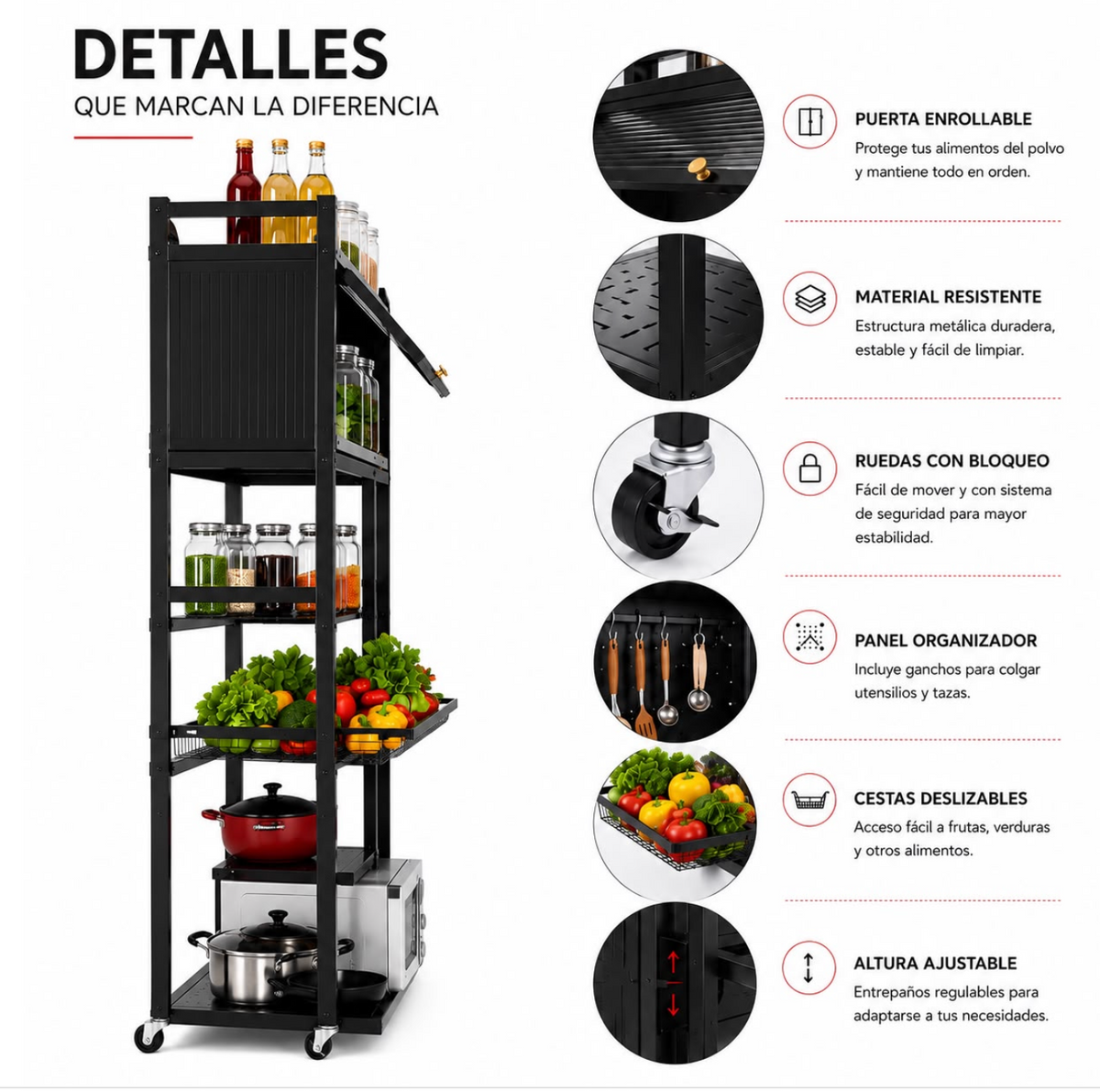 Organizador de Cocina Multifuncional De Lujo con Puerta