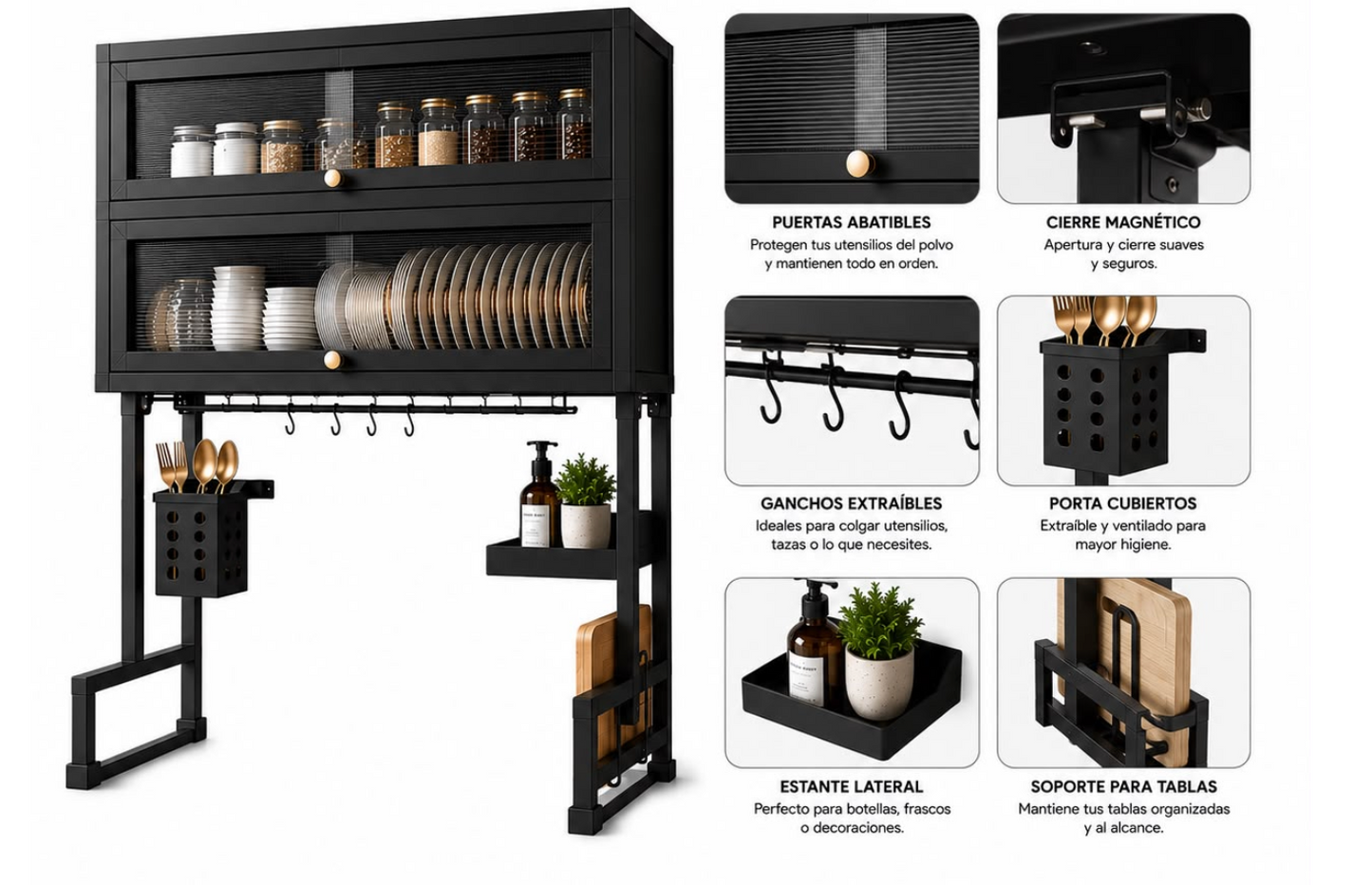 Escurridor de Cocina Doble Nivel con Gabinetes De Lujo