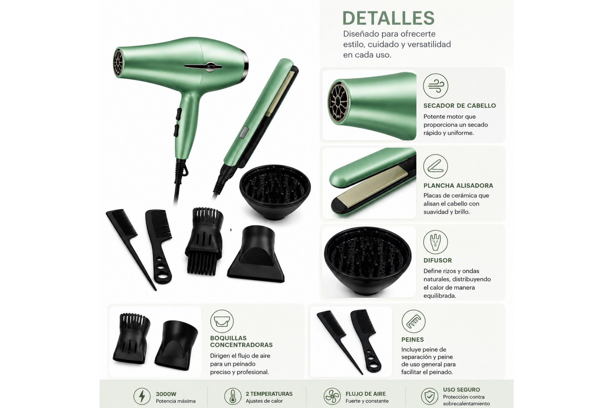 Kit de Secador + Plancha para Cabello